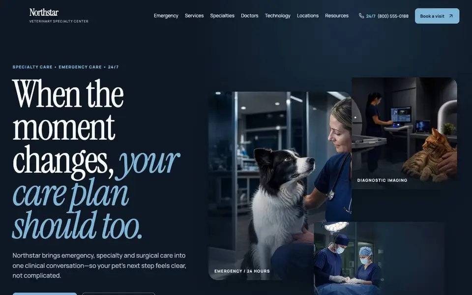 Northstar Veterinary Specialty Center website screenshot