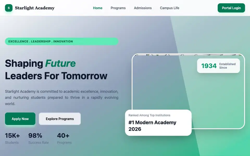 Starlight Academy website screenshot