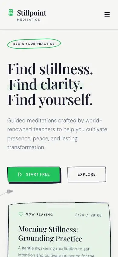 Stillpoint Meditation mobile website preview