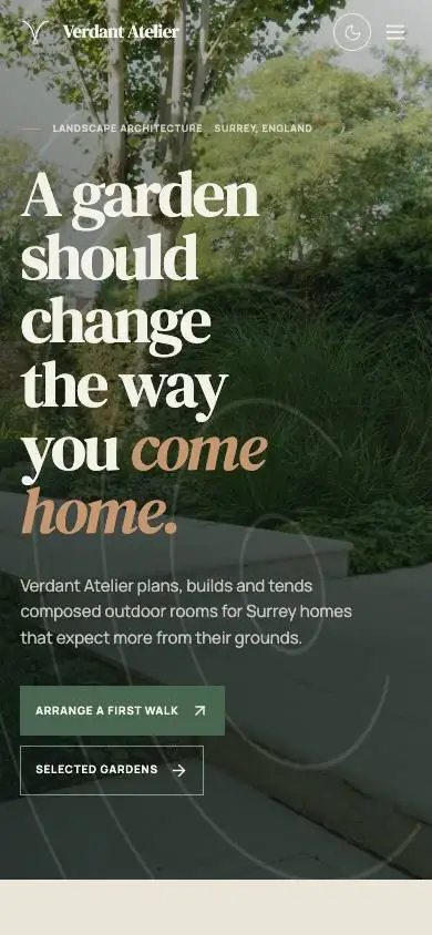 Verdant Atelier mobile website preview