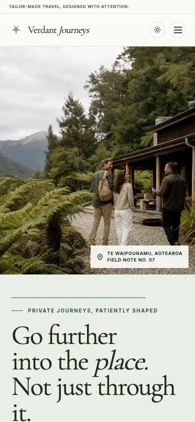 Verdant Journeys — Tailor-Made Travel mobile website preview