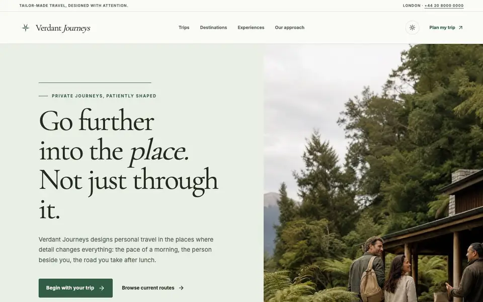 Verdant Journeys — Tailor-Made Travel website screenshot