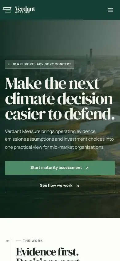 Verdant Measure mobile website preview