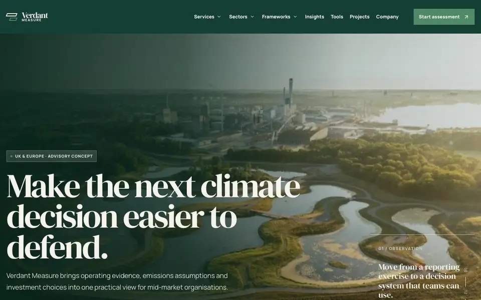 Verdant Measure website screenshot