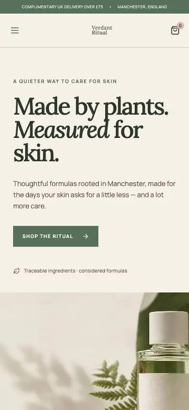 Verdant Ritual mobile website preview