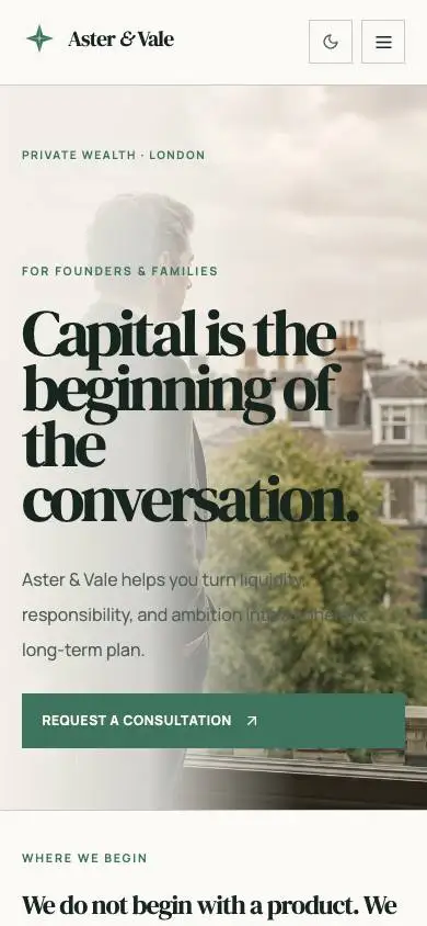 Wealth Management Firm mobile website preview