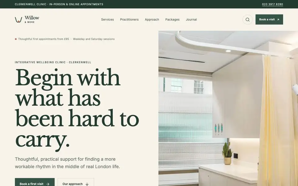 Willowandmere Clinic website screenshot