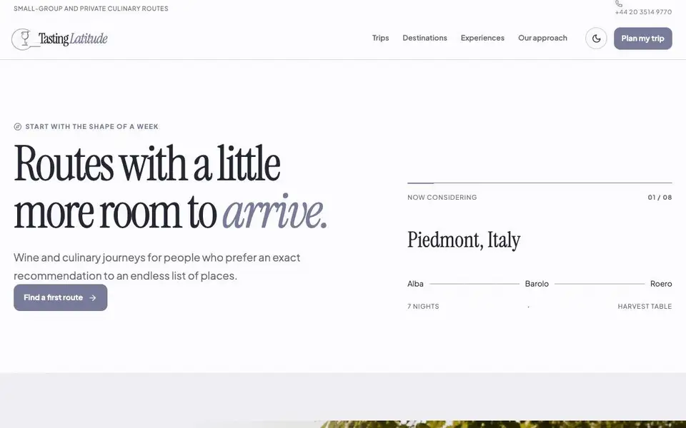Tasting Latitude — Wine & Culinary Tours website screenshot