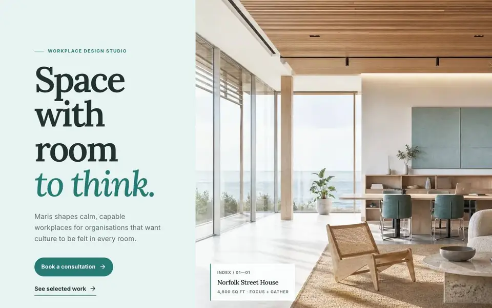 Maris Workplace Studio website screenshot